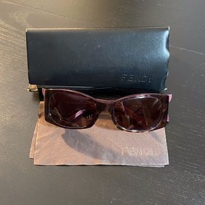 Auth.FENDI FS 307 Tortoise Brown Purple Sunglasses